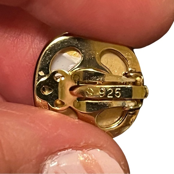 Vintage MAJORICA Ivory Pearl Stud Clip On Earrings, 925 Silver With Gold Plating - Picture 3 of 6